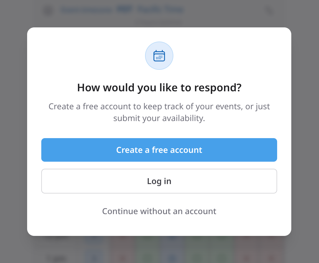Responding to a ClearDate invite without creating an account